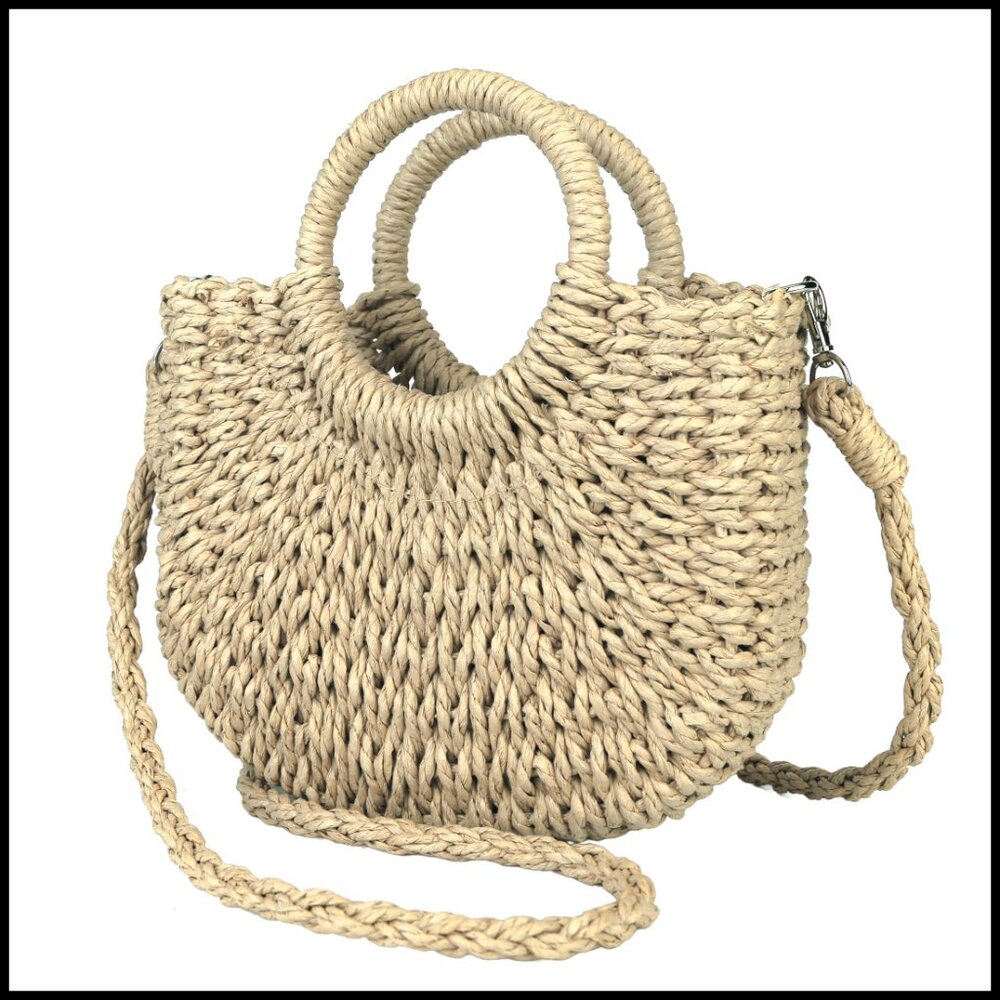 Straw Woven Crossbody Bag Boho Chic Shoulder Handbag Evening Clutch Purse